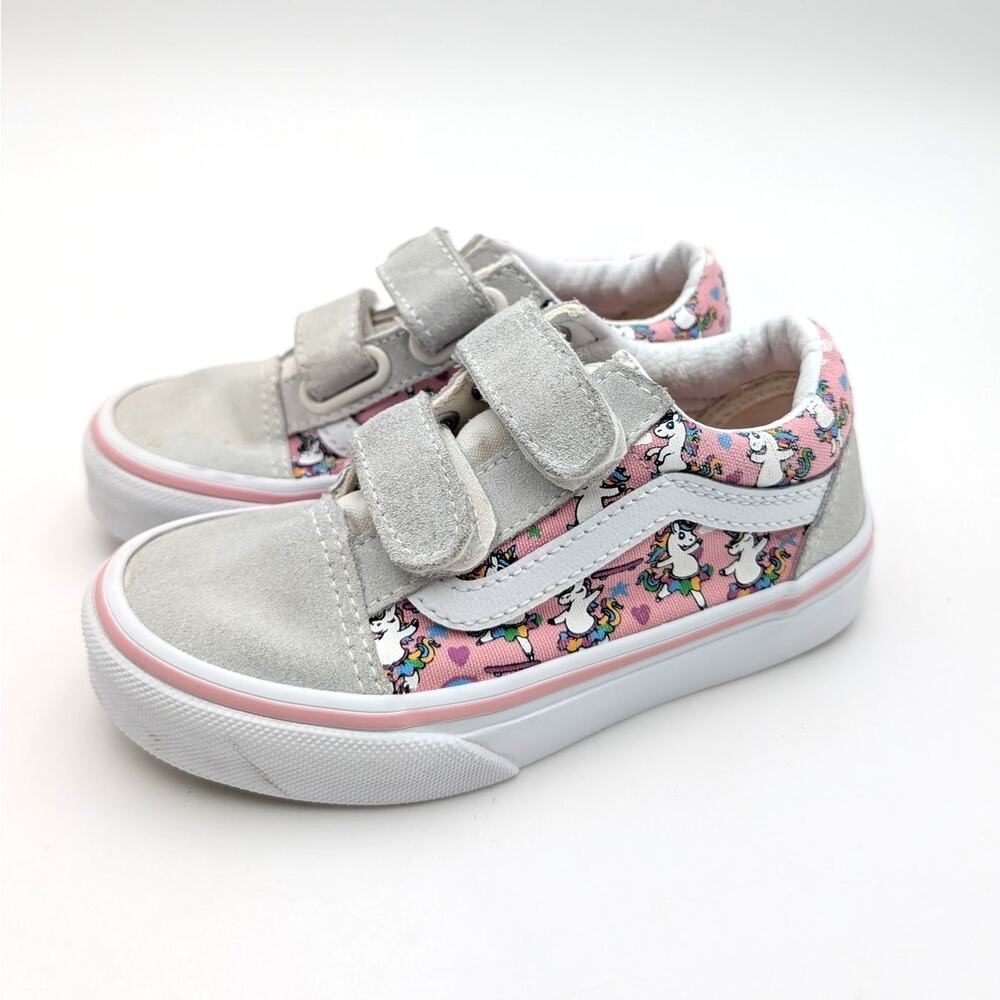 Vans Old Skool V Sneakers Shoes Kids' Unicorn White/Pink Size US11 EU27.5
